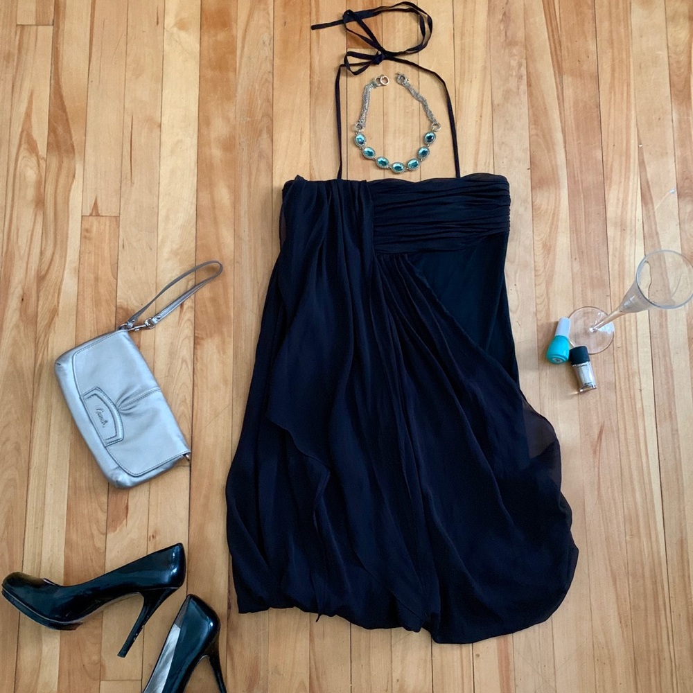 Alice + Olivia black draped Chiffon dress